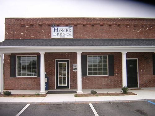 The front entrance of Homer Drug Company